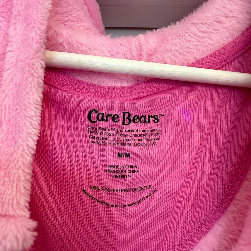 NWT CARE BEARS PINK FLEECE ADULT ONESIE FULL SUIT RAINBOW MEDIUM - Picture 6 of 7